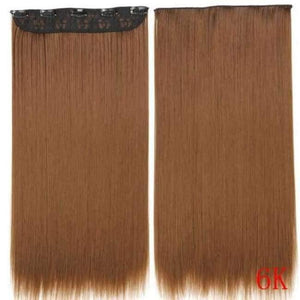 Planet Gates #6 / 22inches 22Inch Long Straight Synthetic Clip in Hair Extension Heat Resistant 5 Clip Hairpiece Black Blonde Brown Synthetic Hair