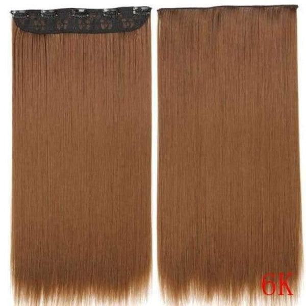 Planet Gates #6 / 22inches 22Inch Long Straight Synthetic Clip in Hair Extension Heat Resistant 5 Clip Hairpiece Black Blonde Brown Synthetic Hair