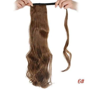 Planet Gates #6 / 22inches / China 22" Long Wave Clip In Hair Tail False Hair Ponytail Hairpiece With Hairpins Synthetic Wig Pony Tail Hair Extensions