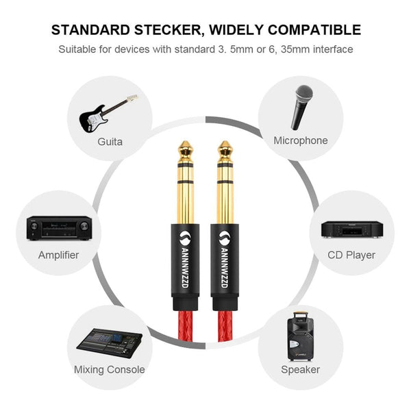 Planet Gates 6.35mm to 6.35mm Stereo Cable 1/4 Inch Male TRS Speaker Amp Cable Jack for Guitar Amplifier Keyboard Professional Instrument etc