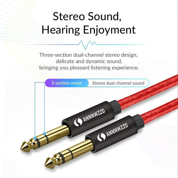 Planet Gates 6.35mm to 6.35mm Stereo Cable 1/4 Inch Male TRS Speaker Amp Cable Jack for Guitar Amplifier Keyboard Professional Instrument etc