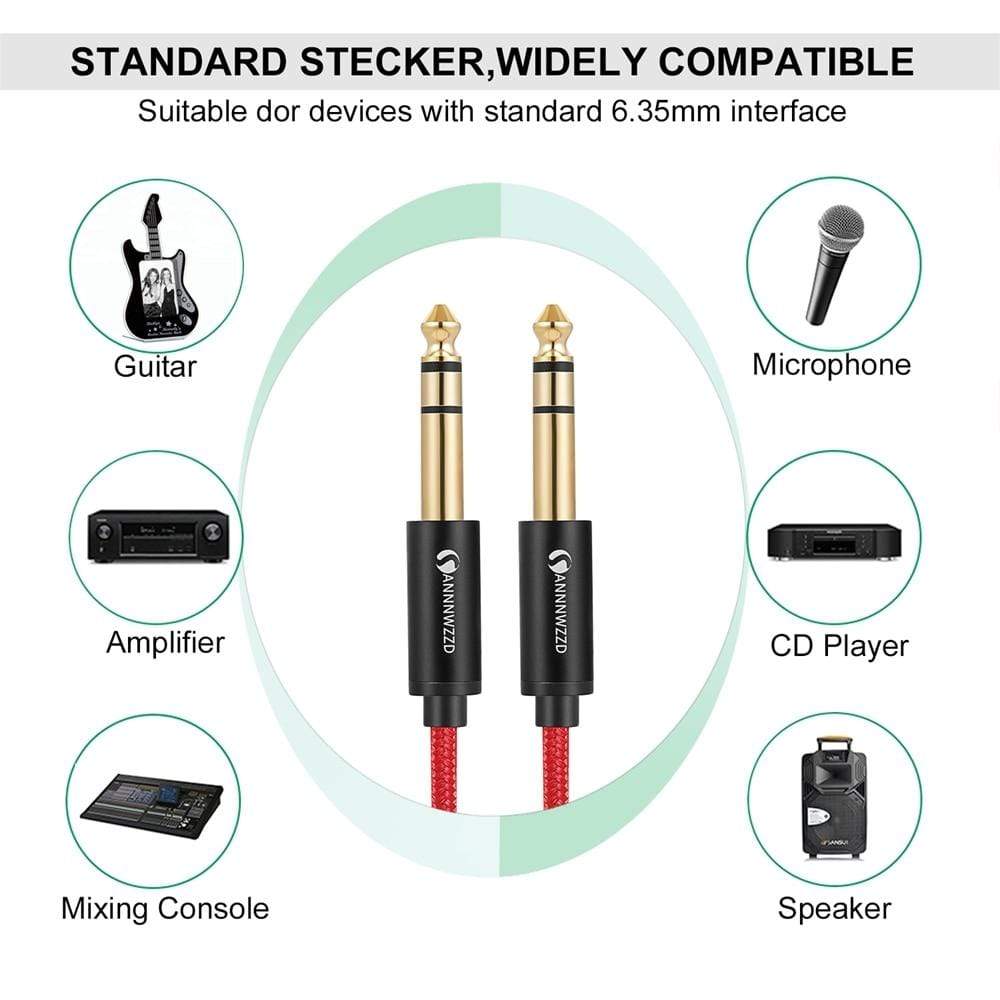 Planet Gates 6.35mm to 6.35mm Stereo Cable 1/4 Inch Male TRS Speaker Amp Guitar Cable 1m 2m 3m 5m for Guitar Mixer Amplifier Bass 6.5mm Audio