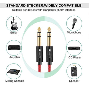 Planet Gates 6.35mm to 6.35mm Stereo Cable 1/4 Inch Male TRS Speaker Amp Guitar Cable 1m 2m 3m 5m for Guitar Mixer Amplifier Bass 6.5mm Audio