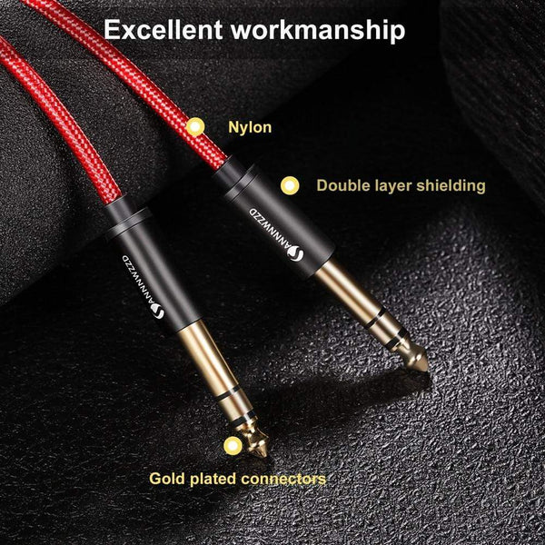 Planet Gates 6.35mm to 6.35mm Stereo Cable 1/4 Inch Male TRS Speaker Amp Guitar Cable 1m 2m 3m 5m for Guitar Mixer Amplifier Bass 6.5mm Audio