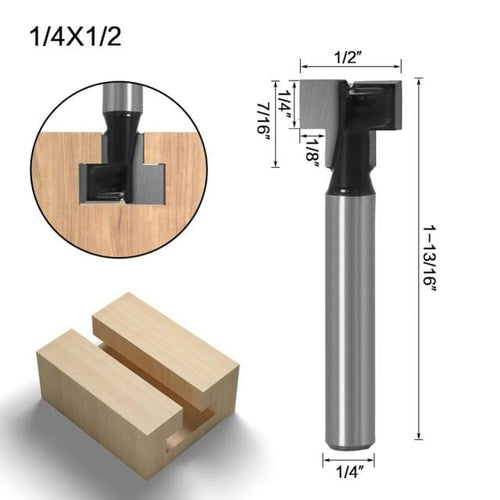 Planet Gates 6.35x12.7mm 1/4" 6mm 8mm Shank T-Slot Cutter Router Bit Set Hex Bolt Key Hole Bits T Slotting Milling Cutter For Wood Woodworking