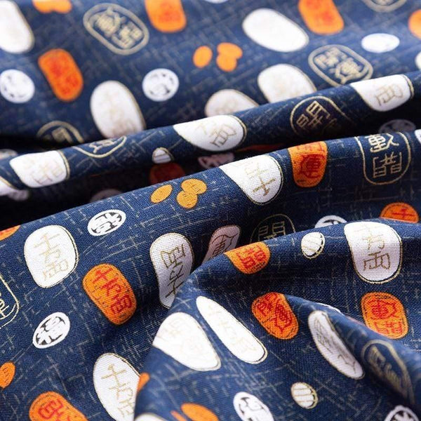 Planet Gates 6 / 45X45cm  small piece Navy Cotton Fabric By Half Yards Japanese Sewing Fabric For DIY Kimono Handicraft Materials For Children TJ1023