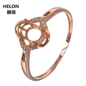 Planet Gates 6.5 / Solid 14k Rose Gold 14k Rose Gold Natural Diamonds Ring 4x6mm Oval Cut Semi Mount Engagement Ring for Women Yellow White Gold Accept Resize