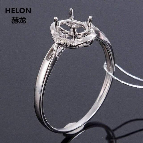 Planet Gates 6.5 / Solid 14k White Gold 14k Rose Gold Natural Diamonds Ring 4x6mm Oval Cut Semi Mount Engagement Ring for Women Yellow White Gold Accept Resize