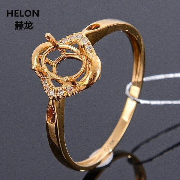 Planet Gates 6.5 / Solid 14k Yellow Gol 14k Rose Gold Natural Diamonds Ring 4x6mm Oval Cut Semi Mount Engagement Ring for Women Yellow White Gold Accept Resize