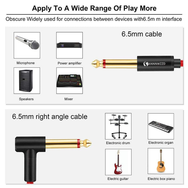 Planet Gates 6.5mm Jack Guitar Cable 6.5mm to 6.5mm Male to Male Audio Cable 1m 2m 3m 5m 10m 15m for Guitar Mixer Amplifier Bass 6.35mm Cable