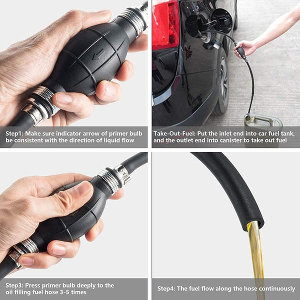 Planet Gates 6/8/10/12mm Car Universal Fuel Pump Rubber Manual Transfer Liquid Gasoline Petrol Diesel Hand Primer Bulb Tube Aluminum