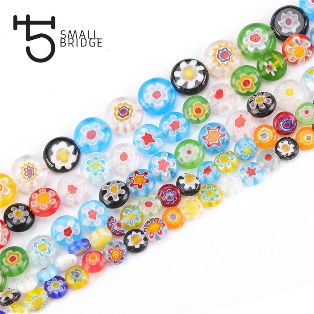 Planet Gates 6 8 10mm Murano Lampwork Flower Beads For Jewelry Making Diy Crafts Accessories Multicolor Round Glass Beads Wholesale Q601