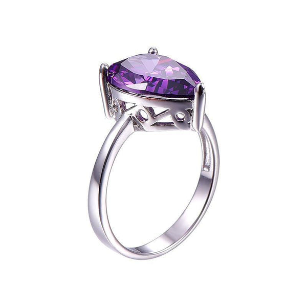 Planet Gates 6 / 925 Silver Ring 8.8ct Natural Purple Amethyst Ring Genuine 925 Sterling Silver Waterdrop Pearl Cut Women's Fashion