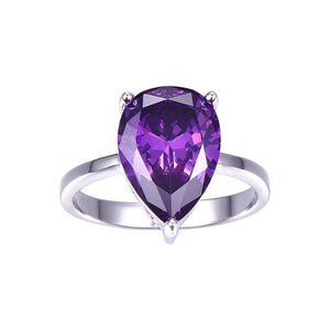 Planet Gates 6 / 925 Silver Ring 8.8ct Natural Purple Amethyst Ring Genuine 925 Sterling Silver Waterdrop Pearl Cut Women's Fashion