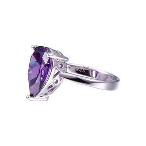 Planet Gates 6 / 925 Silver Ring 8.8ct Natural Purple Amethyst Ring Genuine 925 Sterling Silver Waterdrop Pearl Cut Women's Fashion