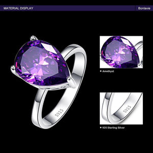 Planet Gates 6 / 925 Silver Ring 8.8ct Natural Purple Amethyst Ring Genuine 925 Sterling Silver Waterdrop Pearl Cut Women's Fashion