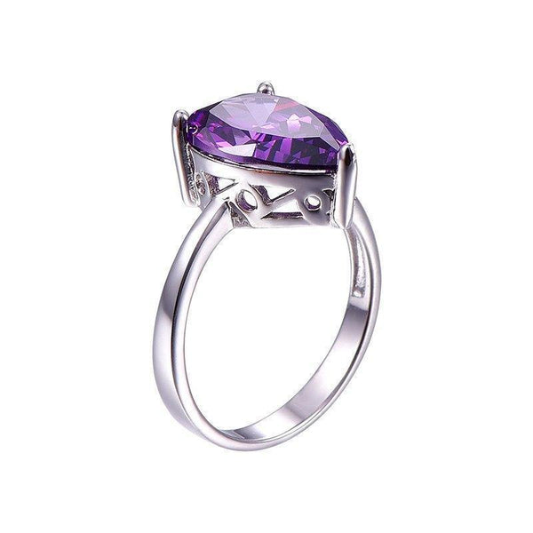 Planet Gates 6 / 925 Silver Ring 8.8ct Natural Purple Amethyst Ring Genuine 925 Sterling Silver Waterdrop Pearl Cut Women's Fashion