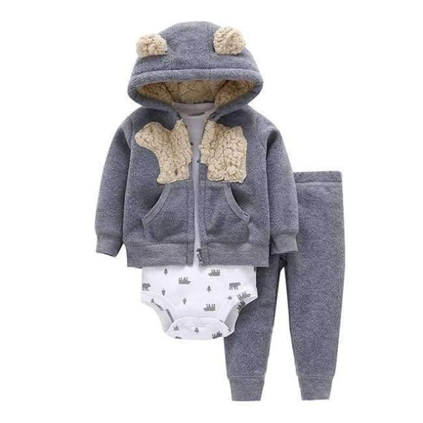 Planet Gates 6 / 9M Newborn Baby boy Girls 3 Pieces Set Clothes Hooded Zipper Full Sleeve Open flowers Coat+Full Sleeve Bodysuits+Pants
