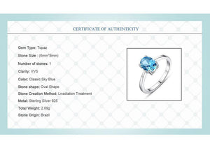 Planet Gates 6 / Blue 925 Sterling Silver Rings Oval Natural Paris Sky Blue Topaz Ring Gemstone Aquamarine Cushion
