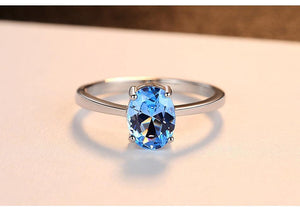 Planet Gates 6 / Blue 925 Sterling Silver Rings Oval Natural Paris Sky Blue Topaz Ring Gemstone Aquamarine Cushion