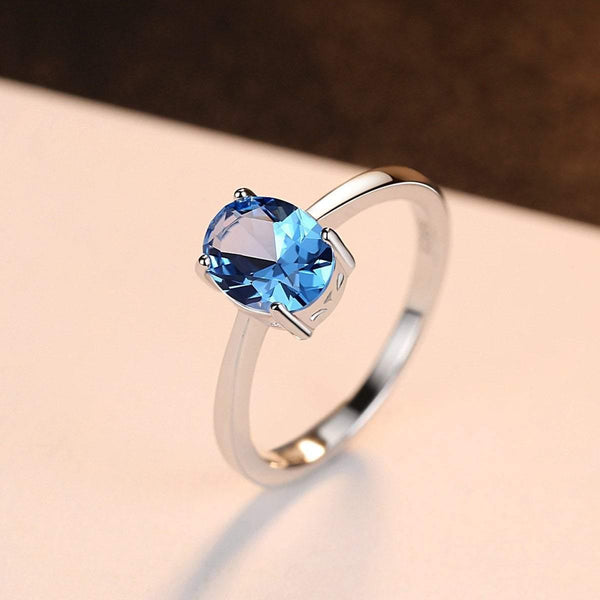 Planet Gates 6 / Blue 925 Sterling Silver Rings Oval Natural Paris Sky Blue Topaz Ring Gemstone Aquamarine Cushion