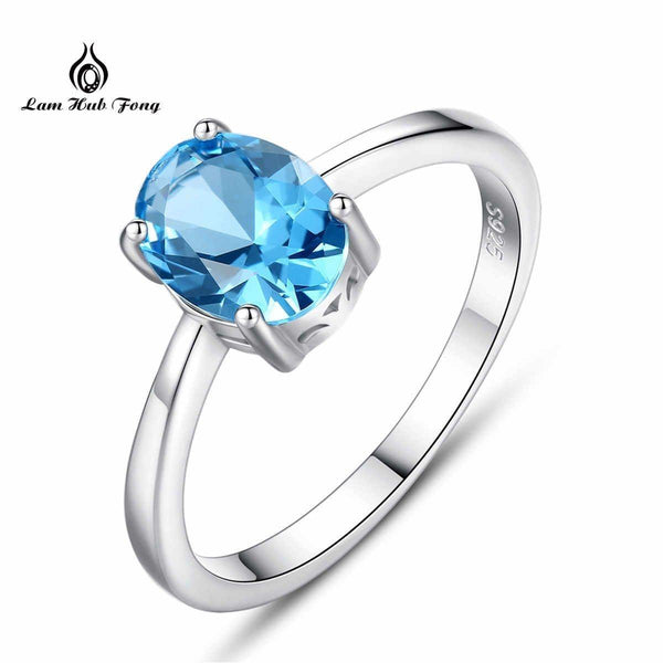Planet Gates 6 / Blue 925 Sterling Silver Rings Oval Natural Paris Sky Blue Topaz Ring Gemstone Aquamarine Cushion