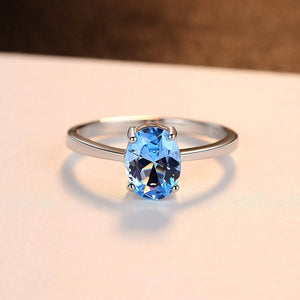 Planet Gates 6 / Blue 925 Sterling Silver Rings Oval Natural Paris Sky Blue Topaz Ring Gemstone Aquamarine Cushion