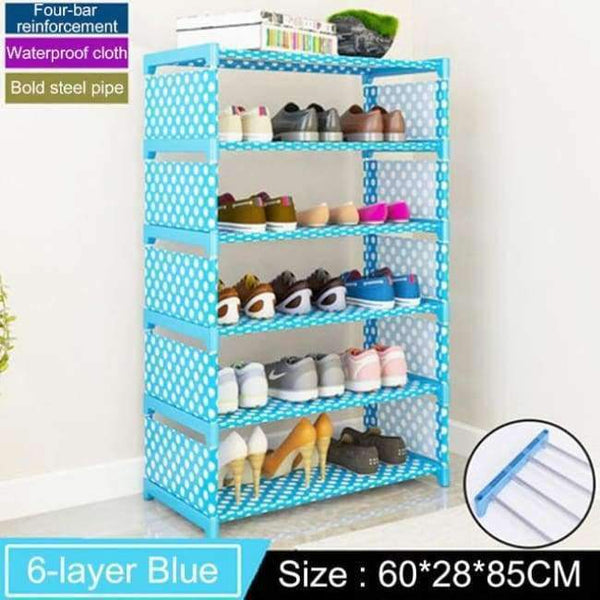 Planet Gates 6-Blue Multi Layer Shoe rack Non-woven fabric Easy Assemble organize Storage Shelf Shoe cabinet fashion bookshelf Living Room Furniture