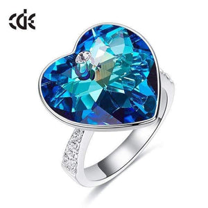 Planet Gates 6 / Blue Ring Woman Embellished with crystals Wedding Rings Engagement Gift Heart Jewelry Ringen For Women Finger Ring