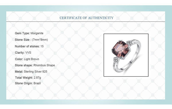 Planet Gates 6 / Brown Morganite Ring Wedding Ring Pure Solid 925 Sterling Silver Fine Jewelry Brown Ring