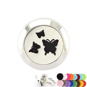 Planet Gates 6 / butterfly 20mm Silver Flower of Life Ring Aromatherapy/Essential Oils 316L S.Steel Perfume Diffuser Locket Ring Fashion 2018 with Free Pad