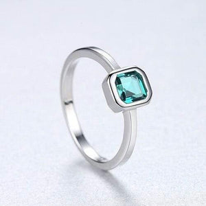 Planet Gates 6 / color 1 925 Sterling Silver Engagement Rings for Women 4mm*4mm Square Emerald Gemstone Promise Wedding Ring Anel Feminino Diamond