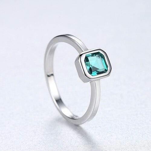 Planet Gates 6 / color 1 925 Sterling Silver Engagement Rings for Women 4mm*4mm Square Emerald Gemstone Promise Wedding Ring Anel Feminino Diamond