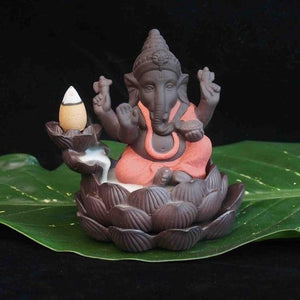 Creative environmental Home office Decor The Little Monk Censer India Lord Ganesha ack-flow Ceramic Incense Burner