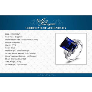 Planet Gates 6 Emerald Cut 9.6ct Created Blue Sapphire Cocktail Ring 925 Sterling Silver Ring for Fashion Women
