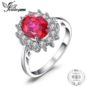 Planet Gates 6 Engagement Wedding Created Red Ruby Ring Set Pure Solid Genuine 925 Sterling Silver Jewelry