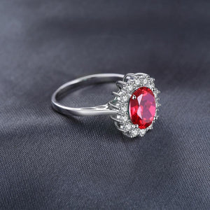 Planet Gates 6 Engagement Wedding Created Red Ruby Ring Set Pure Solid Genuine 925 Sterling Silver Jewelry
