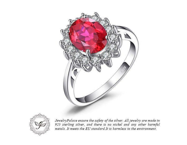 Planet Gates 6 Engagement Wedding Created Red Ruby Ring Set Pure Solid Genuine 925 Sterling Silver Jewelry