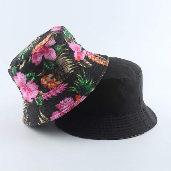 Planet Gates 6 Fashion Summer Coconut Tree Flower Printed Fisherman Caps Panama Bucket Hat Reversible Gorro Pescador Men Women