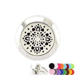 Planet Gates 6 / flower 20mm Silver Flower of Life Ring Aromatherapy/Essential Oils 316L S.Steel Perfume Diffuser Locket Ring Fashion 2018 with Free Pad