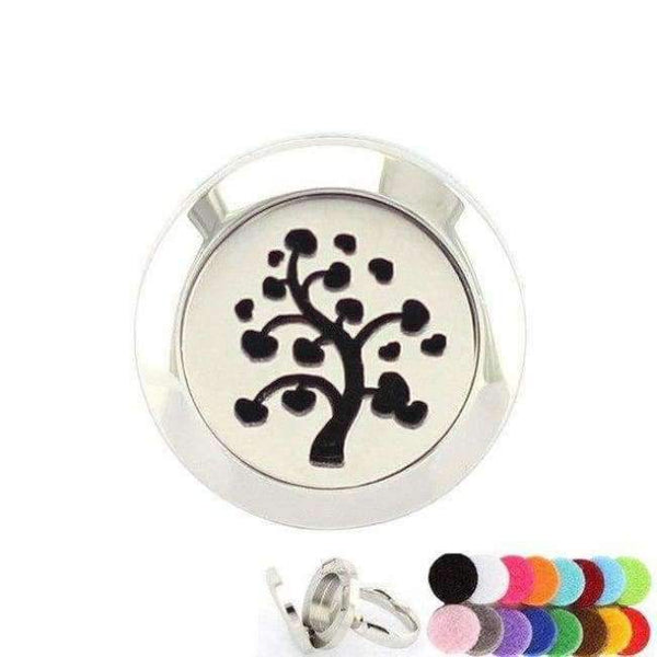 Planet Gates 6 / flower rtree 20mm Silver Flower of Life Ring Aromatherapy/Essential Oils 316L S.Steel Perfume Diffuser Locket Ring Fashion 2018 with Free Pad
