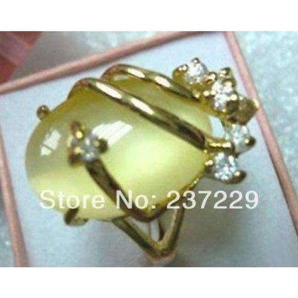 Planet Gates 6 FREE SHIPPING Light Yellow stone White Crystal Inlay Wrap Golden Women Cocktail Rings Jewelry