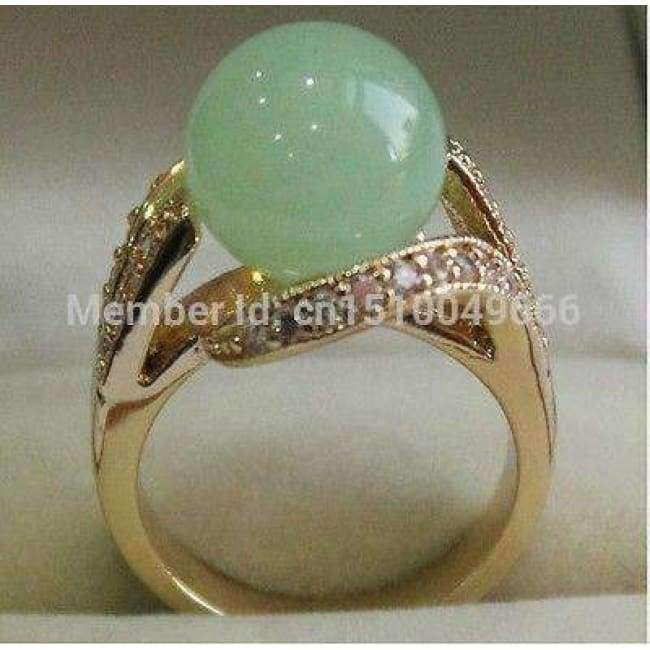 Planet Gates 6 FREE SHIPPING  Pretty 12MM Green STONE Women' s Ring Size 8