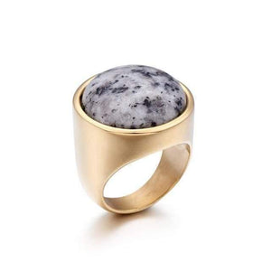 Planet Gates 6 / Gold Black Lady Fashion Big Marble Color Stone Rings Women Size 6-9 Antique Silver & Gold Wedding Rings Party Jewelry