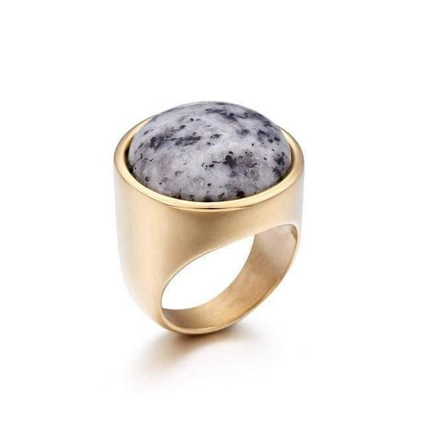 Planet Gates 6 / Gold Black Lady Fashion Big Marble Color Stone Rings Women Size 6-9 Antique Silver & Gold Wedding Rings Party Jewelry