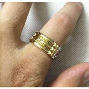 Planet Gates 6 / Gold-color Hot Seven Blessings S Spinning Ring with Garnets  Gold Titanium Stainless Steel Talisman Amulet Atlantis Ring For Men Women