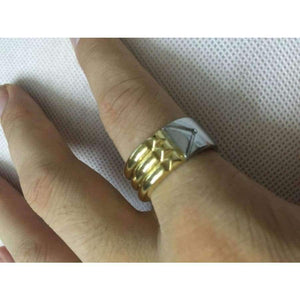 Planet Gates 6 / Gold-color Hot Seven Blessings S Spinning Ring with Garnets  Gold Titanium Stainless Steel Talisman Amulet Atlantis Ring For Men Women