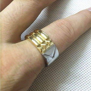 Planet Gates 6 / Gold-color Hot Seven Blessings S Spinning Ring with Garnets  Gold Titanium Stainless Steel Talisman Amulet Atlantis Ring For Men Women