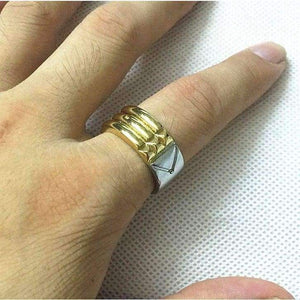 Planet Gates 6 / Gold-color Hot Seven Blessings S Spinning Ring with Garnets  Gold Titanium Stainless Steel Talisman Amulet Atlantis Ring For Men Women