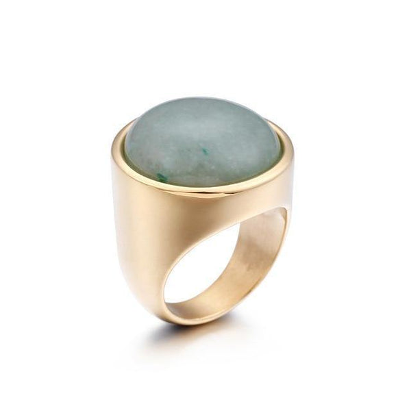 Planet Gates 6 / Gold Green Lady Fashion Big Marble Color Stone Rings Women Size 6-9 Antique Silver & Gold Wedding Rings Party Jewelry
